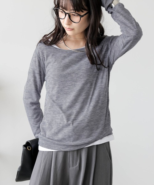 AMELY(エミリー)の「ラウンドネック シアー 長袖Tシャツ(Tシャツ/カットソー・レディース・グレー/ベージュ/ホワイト/ブラック・フリー)」の21枚目の写真