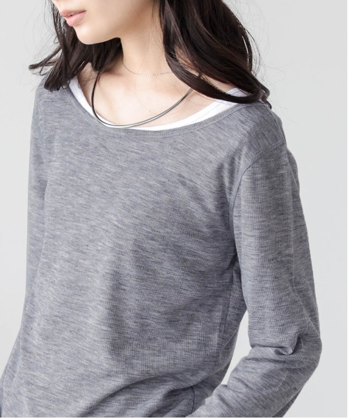 AMELY(エミリー)の「ラウンドネック シアー 長袖Tシャツ(Tシャツ/カットソー・レディース・グレー/ベージュ/ホワイト/ブラック・フリー)」の22枚目の写真