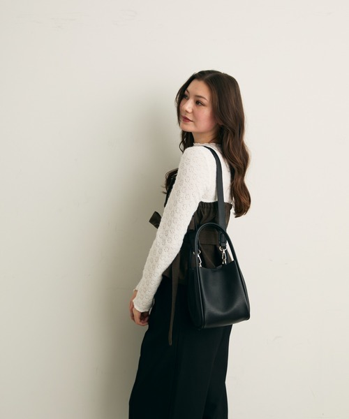 3wayフェイクレザーミニバッグ/ポーチ&2種類のショルダー紐付き