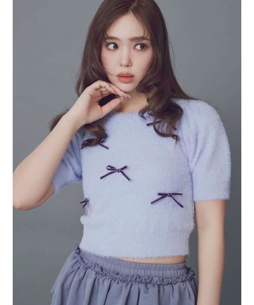 CALNAMUR（カルナムール）の「メニーリボンシャギーニット（ニット/セーター・レディース・ブラック/ライトブルー/ホワイト・FREE）」の5枚目の写真