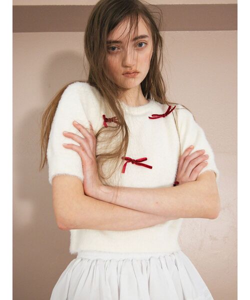 CALNAMUR（カルナムール）の「メニーリボンシャギーニット（ニット/セーター・レディース・ブラック/ライトブルー/ホワイト・FREE）」の7枚目の写真