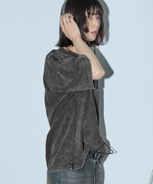 Anchor Smith（アンカー スミス）の「ヴィンテージ加工ピグメント サークルロゴ刺繍 オーバーサイズ半袖Tシャツ（Tシャツ/カットソー・レディース・ブラウン/ネイビー/ブラック/ワイン・M/L）」の7枚目の写真