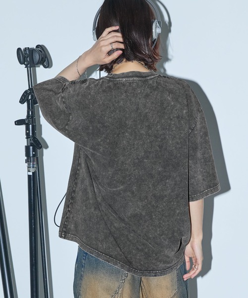 Anchor Smith（アンカー スミス）の「ヴィンテージ加工ピグメント サークルロゴ刺繍 オーバーサイズ半袖Tシャツ（Tシャツ/カットソー・レディース・ブラウン/ネイビー/ブラック/ワイン・M/L）」の9枚目の写真