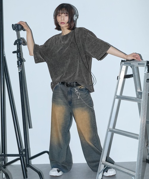 Anchor Smith（アンカー スミス）の「ヴィンテージ加工ピグメント サークルロゴ刺繍 オーバーサイズ半袖Tシャツ（Tシャツ/カットソー・レディース・ブラウン/ネイビー/ブラック/ワイン・M/L）」の10枚目の写真