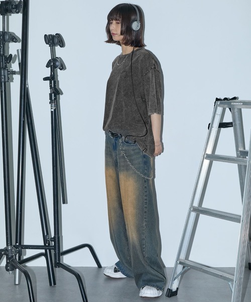 Anchor Smith（アンカー スミス）の「ヴィンテージ加工ピグメント サークルロゴ刺繍 オーバーサイズ半袖Tシャツ（Tシャツ/カットソー・レディース・ブラウン/ネイビー/ブラック/ワイン・M/L）」の11枚目の写真