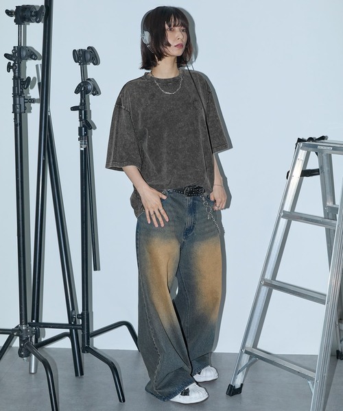 Anchor Smith（アンカー スミス）の「ヴィンテージ加工ピグメント サークルロゴ刺繍 オーバーサイズ半袖Tシャツ（Tシャツ/カットソー・レディース・ブラウン/ネイビー/ブラック/ワイン・M/L）」の12枚目の写真