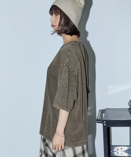 Anchor Smith（アンカー スミス）の「ヴィンテージ加工ピグメント サークルロゴ刺繍 オーバーサイズ半袖Tシャツ（Tシャツ/カットソー・レディース・ブラウン/ネイビー/ブラック/ワイン・M/L）」の17枚目の写真