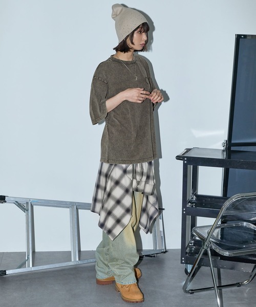 Anchor Smith（アンカー スミス）の「ヴィンテージ加工ピグメント サークルロゴ刺繍 オーバーサイズ半袖Tシャツ（Tシャツ/カットソー・レディース・ブラウン/ネイビー/ブラック/ワイン・M/L）」の20枚目の写真