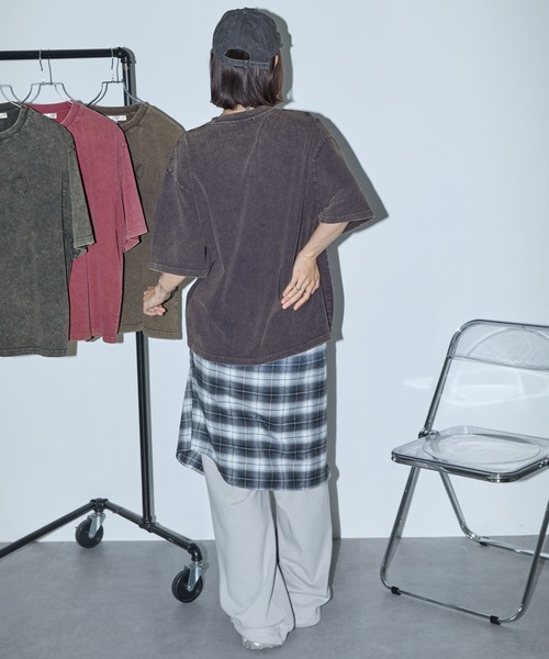 USAヴィンテージ/幾何学モダンアート★ナイロンカットソー セール】ヴィンテージ加工ピグメント サークルロゴ刺繍 オーバーサイズ