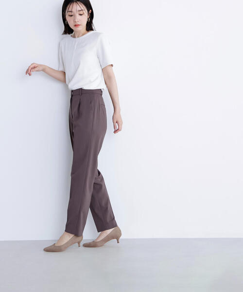 NATURAL BEAUTY BASIC(ナチュラルビューティーベーシック)の「◇シフォンラインTブラウス(シャツ/ブラウス・レディース・ダークブルー/グレイッシュベージュ/オフホワイト・SMALL/MEDIUM)」の5枚目の写真