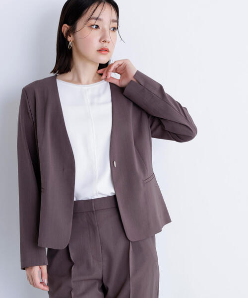 NATURAL BEAUTY BASIC(ナチュラルビューティーベーシック)の「◇シフォンラインTブラウス(シャツ/ブラウス・レディース・ダークブルー/グレイッシュベージュ/オフホワイト・SMALL/MEDIUM)」の8枚目の写真