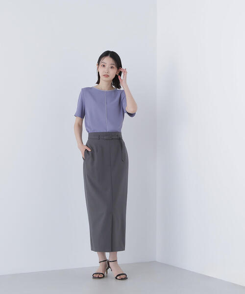 NATURAL BEAUTY BASIC(ナチュラルビューティーベーシック)の「◇シフォンラインTブラウス(シャツ/ブラウス・レディース・ダークブルー/グレイッシュベージュ/オフホワイト・SMALL/MEDIUM)」の12枚目の写真