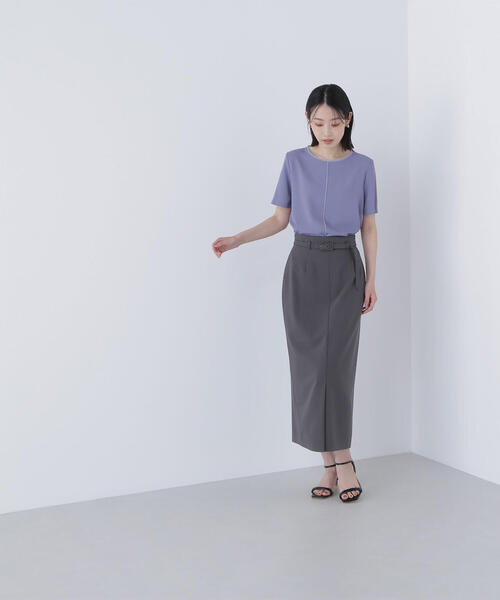 NATURAL BEAUTY BASIC(ナチュラルビューティーベーシック)の「◇シフォンラインTブラウス(シャツ/ブラウス・レディース・ダークブルー/グレイッシュベージュ/オフホワイト・SMALL/MEDIUM)」の14枚目の写真