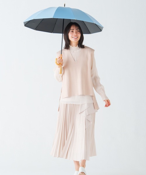 mabu(マブ)の「mabu マブ 12本骨 江戸 遮光率100% 晴雨兼用(長傘・レディース・スカイブルー/サーモンピンク/ライトブルー/アイボリー/エメラルド/シルバーグレー/サックスブルー・FREE)」の20枚目の写真