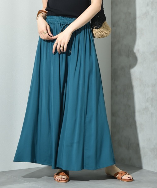 INTERPLANET（インタープラネット）の「レーヨンワイドイージーパンツ（その他パンツ・レディース・ブラック/カーキ/イエロー/ターコイズブルー・FREE）」の4枚目の写真