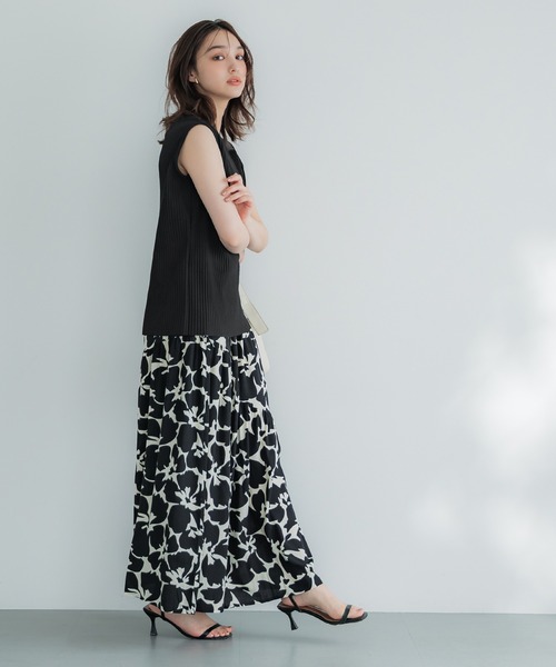 coca(coca)(コカ)の「【WEB限定セール】ジョーゼットプリーツノースリーブトップス セットアップ可能/吸水速乾/イージーケア/乾燥機OK(Tシャツ/カットソー・レディース・ブラウン/ブラック・L/M)」の6枚目の写真