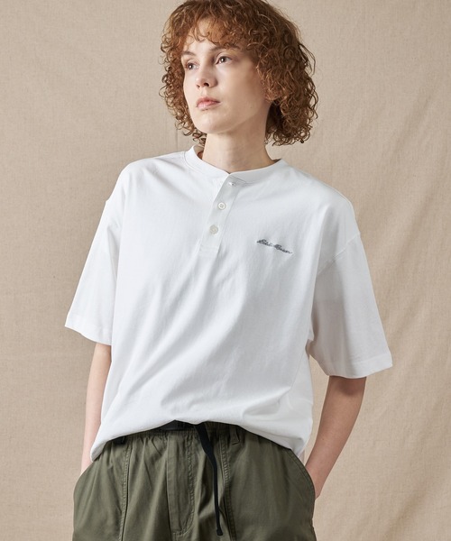 Eddie Bauer(エディーバウアー)の「クラシック ロゴ刺繍 ヘンリーネック Tシャツ(Tシャツ/カットソー・メンズ・ホワイト/ネイビー/オレンジ・L/M/XXL/S/XL)」の2枚目の写真