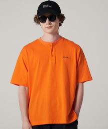 Tシャツ/カットソー（オレンジ/橙色系・ヘンリーネック