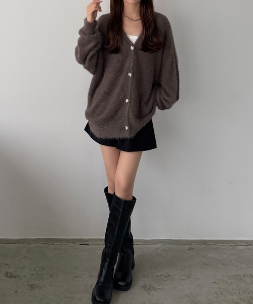 callautia(カラウティア)の「薄手ニットシャギーカーディガン+ショートパンツSET(セットアップ・レディース・ブルー/チャコール/モカ・LARGE/MEDIUM)」の9枚目の写真