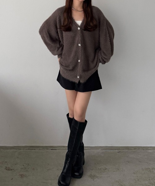 callautia(カラウティア)の「薄手ニットシャギーカーディガン+ショートパンツSET(セットアップ・レディース・ブルー/チャコール/モカ・LARGE/MEDIUM)」の10枚目の写真