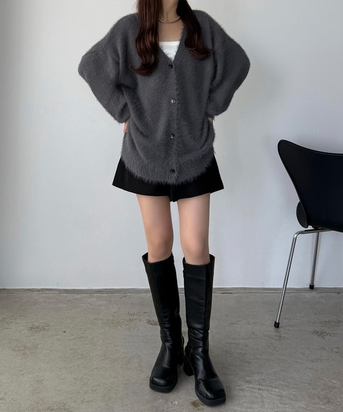 callautia(カラウティア)の「薄手ニットシャギーカーディガン+ショートパンツSET(セットアップ・レディース・ブルー/チャコール/モカ・LARGE/MEDIUM)」の14枚目の写真