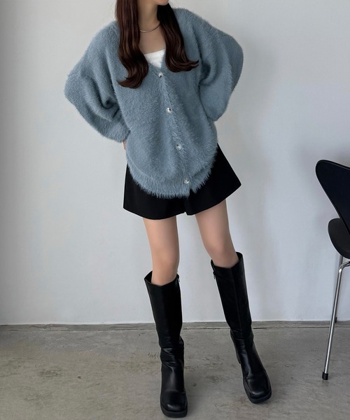 callautia(カラウティア)の「薄手ニットシャギーカーディガン+ショートパンツSET(セットアップ・レディース・ブルー/チャコール/モカ・LARGE/MEDIUM)」の18枚目の写真