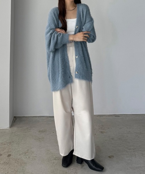 callautia(カラウティア)の「薄手ニットシャギーカーディガン+ショートパンツSET(セットアップ・レディース・ブルー/チャコール/モカ・LARGE/MEDIUM)」の19枚目の写真