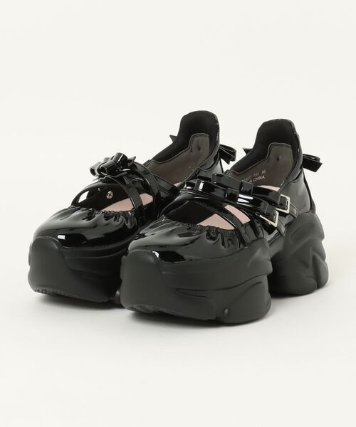 YOSUKE(ヨースケ)の「「YOSUKE/ヨースケ」厚底ストラップスニーカー(スニーカー・レディース・レッド/シルバー/ブラック/ホワイト/オフホワイト/ブラック系その他/クリアブラック・38/37/36/35/39)」の4枚目の写真