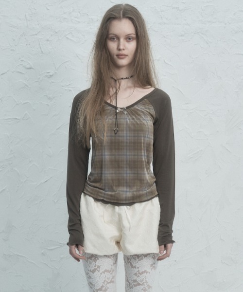 SETUPEXE（セットアップイーエックスイー）の「PUMPKIN SHORT PANTS（その他パンツ・レディース・ブラック/チャコール/チェック・フリー）」の2枚目の写真