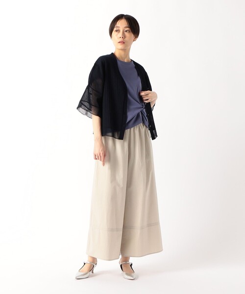 K.T KIYOKO TAKASE(キヨコタカセ)の「ストライプ調シアーニット ベルスリーブシアーカーディガン(カーディガン/ボレロ・レディース・イエロー×グリーン・9号)」の16枚目の写真