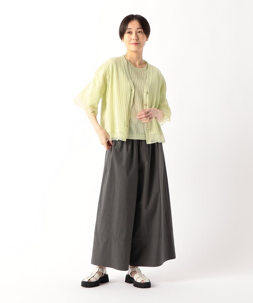 K.T KIYOKO TAKASE(キヨコタカセ)の「ストライプ調シアーニット ベルスリーブシアーカーディガン(カーディガン/ボレロ・レディース・イエロー×グリーン・9号)」の14枚目の写真