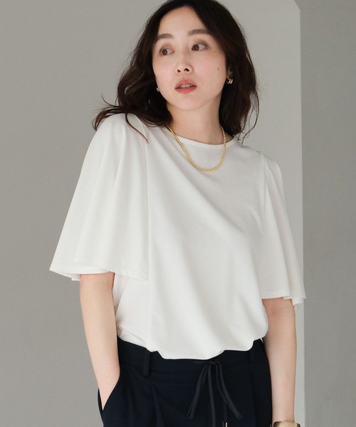 Elura（エルーラ）の「ドレスアップケーププルオーバー/494672（Tシャツ/カットソー・レディース・ブラック/ホワイト/ブラウン/ネイビー・MEDIUM/LARGE）」の9枚目の写真