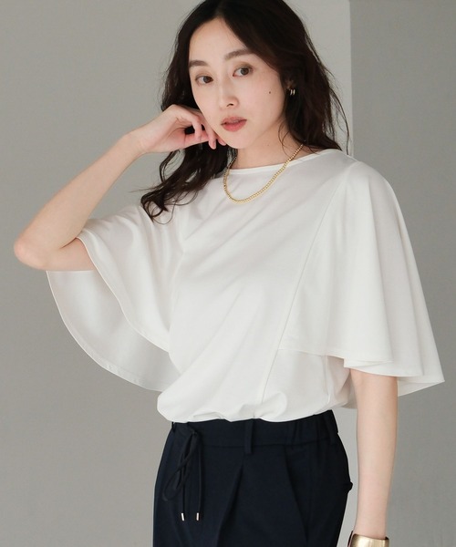 Elura（エルーラ）の「ドレスアップケーププルオーバー/494672（Tシャツ/カットソー・レディース・ブラック/ホワイト/ブラウン/ネイビー・MEDIUM/LARGE）」の8枚目の写真