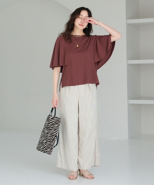 Elura（エルーラ）の「ドレスアップケーププルオーバー/494672（Tシャツ/カットソー・レディース・ブラック/ホワイト/ブラウン/ネイビー・MEDIUM/LARGE）」の7枚目の写真