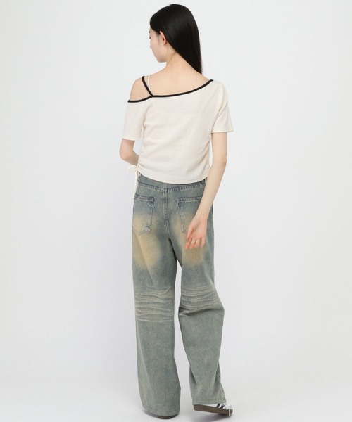 3.3 Field Trip (3.3フィールドトリップ)の「3.3 Field Trip/ハートプリントワンショルT(Tシャツ/カットソー・レディース・ブラック/ホワイト・FREE)」の5枚目の写真