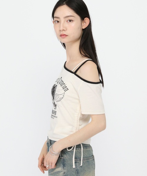 3.3 Field Trip (3.3フィールドトリップ)の「3.3 Field Trip/ハートプリントワンショルT(Tシャツ/カットソー・レディース・ブラック/ホワイト・FREE)」の7枚目の写真