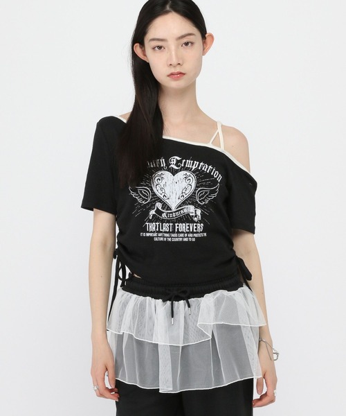3.3 Field Trip (3.3フィールドトリップ)の「3.3 Field Trip/ハートプリントワンショルT(Tシャツ/カットソー・レディース・ブラック/ホワイト・FREE)」の12枚目の写真