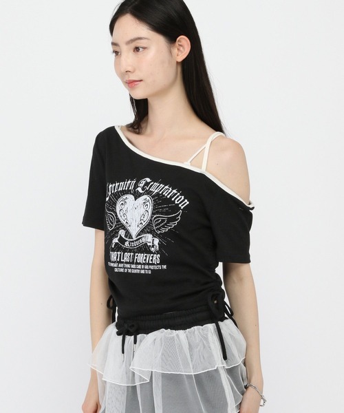 3.3 Field Trip (3.3フィールドトリップ)の「3.3 Field Trip/ハートプリントワンショルT(Tシャツ/カットソー・レディース・ブラック/ホワイト・FREE)」の14枚目の写真