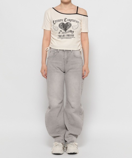 3.3 Field Trip (3.3フィールドトリップ)の「3.3 Field Trip/ハートプリントワンショルT(Tシャツ/カットソー・レディース・ブラック/ホワイト・FREE)」の15枚目の写真