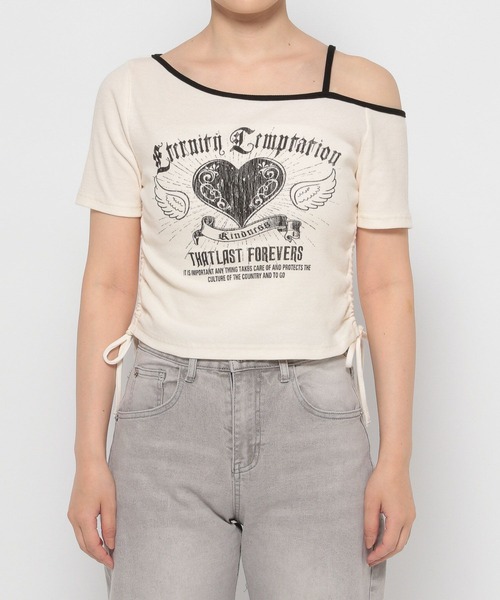 3.3 Field Trip (3.3フィールドトリップ)の「3.3 Field Trip/ハートプリントワンショルT(Tシャツ/カットソー・レディース・ブラック/ホワイト・FREE)」の16枚目の写真