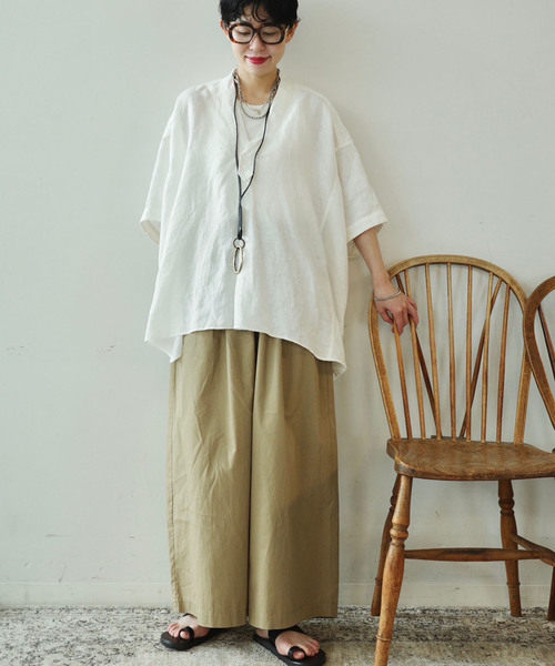 journal standard luxe♡40リネンワッシャー Vスキッパー♡ 40リネンワッシャー Vスキッパーシャツ（シャツ／ブラウス