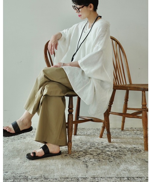 40リネンワッシャー Vスキッパーシャツ（シャツ/ブラウス