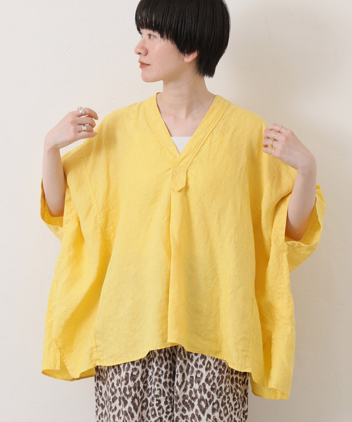 JOURNAL STANDARD LUXE(ジャーナルスタンダード ラックス)の「40リネンワッシャー Vスキッパーシャツ(シャツ/ブラウス・レディース・イエロー/ブラック/ホワイト・FREE)」の6枚目の写真