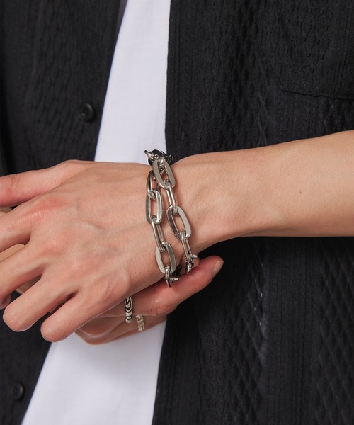 【MISSOMA】キャメル シルバー チェーン ブレスレット 関税込 ステンレス マンテル チェーンブレスレット レディース あずき