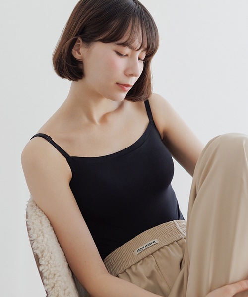 BAMBI WATER(バンビウォーター)の「《カップ付き》 快適なのに垂れない次世代ブラトップ シームレスブラトップ カパカパしないブラトップ(キャミソール・レディース・ブラック/グレイッシュベージュ・XL/L/M/S)」の9枚目の写真