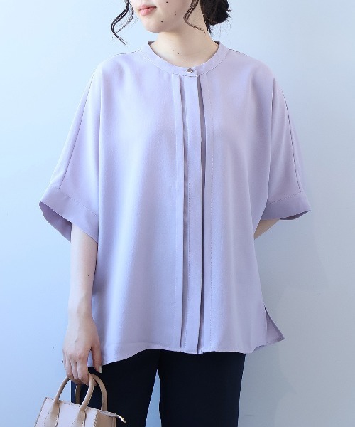 fleur by mint breeze(フルールバイミントブリーズ)の「【L~5L 大きいサイズ】【接触冷感】リネンライクスラブドルマンスリーブブラウス シャツ 半袖 春夏(シャツ/ブラウス・レディース・チャコールグレー/オレンジ/ライトグレー・LL/3L/4L/5L/L)」の3枚目の写真