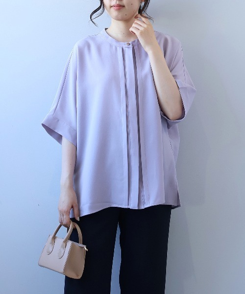 fleur by mint breeze(フルールバイミントブリーズ)の「【L~5L 大きいサイズ】【接触冷感】リネンライクスラブドルマンスリーブブラウス シャツ 半袖 春夏(シャツ/ブラウス・レディース・チャコールグレー/オレンジ/ライトグレー・LL/3L/4L/5L/L)」の9枚目の写真