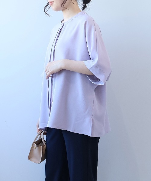 fleur by mint breeze(フルールバイミントブリーズ)の「【L~5L 大きいサイズ】【接触冷感】リネンライクスラブドルマンスリーブブラウス シャツ 半袖 春夏(シャツ/ブラウス・レディース・チャコールグレー/オレンジ/ライトグレー・LL/3L/4L/5L/L)」の10枚目の写真