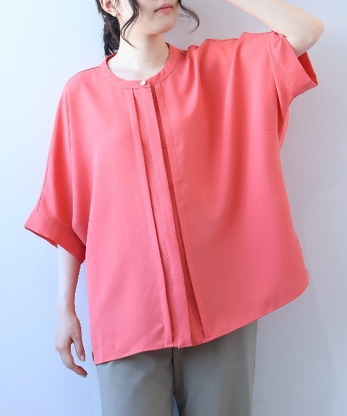 fleur by mint breeze(フルールバイミントブリーズ)の「【L~5L 大きいサイズ】【接触冷感】リネンライクスラブドルマンスリーブブラウス シャツ 半袖 春夏(シャツ/ブラウス・レディース・チャコールグレー/オレンジ/ライトグレー・LL/3L/4L/5L/L)」の12枚目の写真