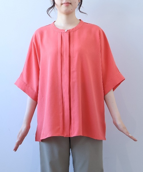 fleur by mint breeze(フルールバイミントブリーズ)の「【L~5L 大きいサイズ】【接触冷感】リネンライクスラブドルマンスリーブブラウス シャツ 半袖 春夏(シャツ/ブラウス・レディース・チャコールグレー/オレンジ/ライトグレー・LL/3L/4L/5L/L)」の13枚目の写真
